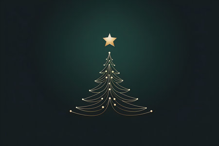 Christmas tree with golden star on chalkboard background. Vector illustration.の素材