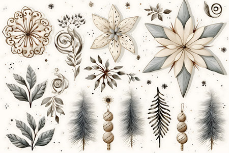 Set of hand drawn decorative elements. Vector illustration for your design.の素材