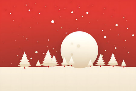 Christmas background with snowflakes and Christmas trees. Vector illustration.の素材