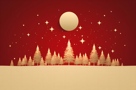 Christmas background with forest and moon. Vector illustration. Eps 10.の素材