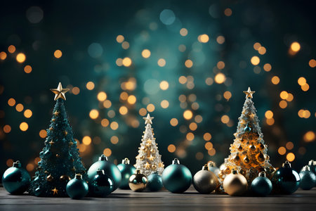 Christmas tree with decoration on bokeh background. Christmas and New Year conceptの素材