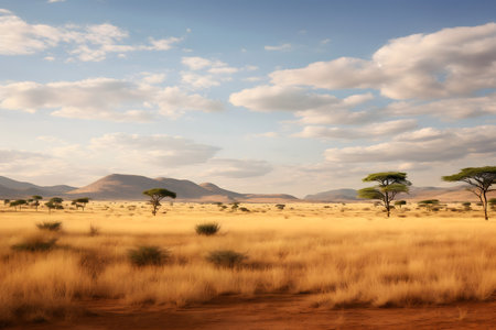 African savannah with acacia trees in Namibia, Africa.の素材