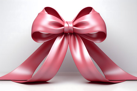 pink satin bow on white background. 3d illustration.の素材
