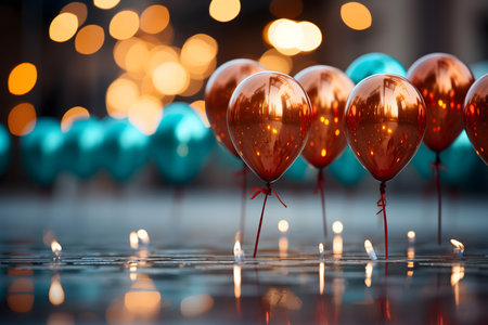Colorful balloons with bokeh background. Festive concept.の素材