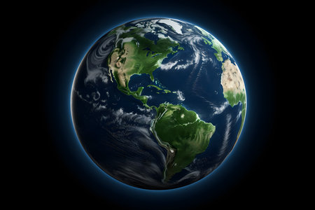 North America on planet Earth. 3D illustration with detailed planet surface.の素材