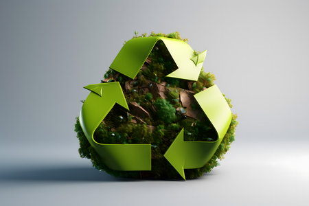 Recycling symbol in green environment concept. 3D Renderingの素材
