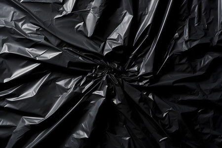 Black plastic bag texture background. Abstract black polyethylene texture.の素材