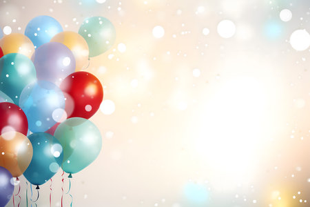 Colorful balloons background with bokeh effect. Vector illustration.の素材