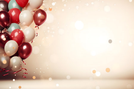 Festive background with balloons and confetti. 3D Renderingの素材