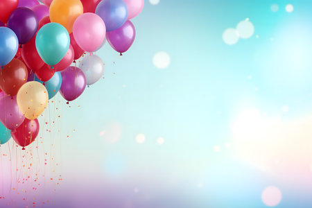 Abstract bokeh background with multicolored balloons. Vector illustration.の素材