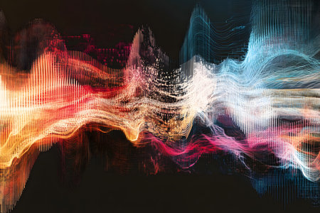 abstract colorful background with glowing lines and bokeh effect.の素材