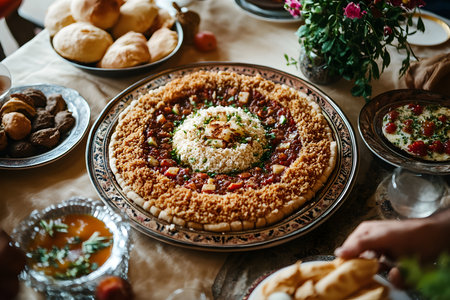 Traditional Turkish borek with nuts and feta cheese, selective focusの素材