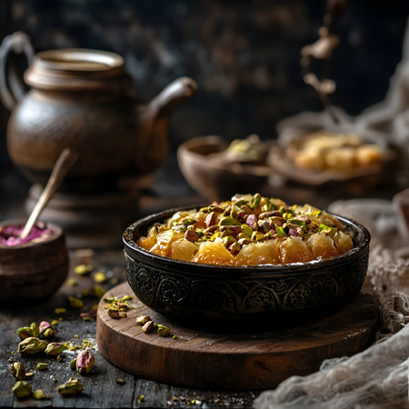 Traditional turkish dessert baklava with pistachios, selective focusの素材