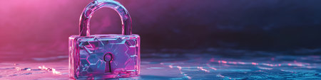 Cyber security concept. Padlock on digital background. 3d illustrationの素材