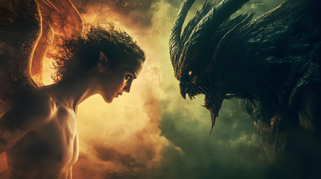 Fantasy image of a beautiful woman with an angel wings. Fantasy.の素材