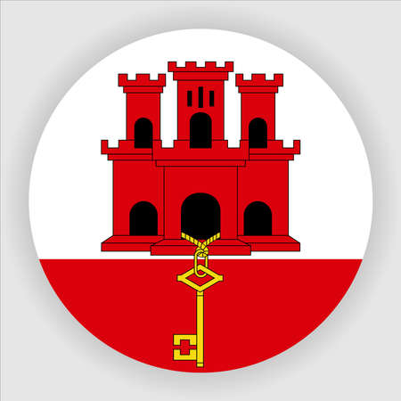 Gibraltar Flat Rounded National Country Flag Button Icon Vectorのイラスト素材
