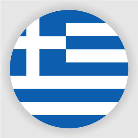 Greece Flat Rounded National Country Flag Button Icon Vectorのイラスト素材