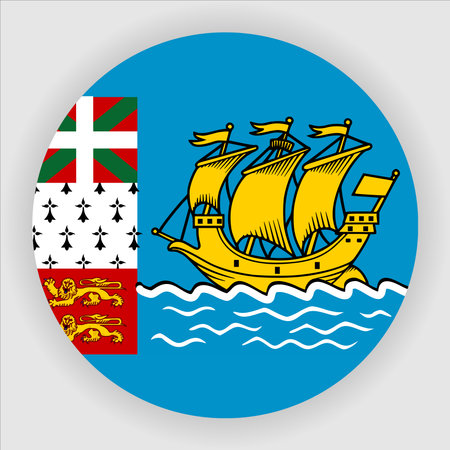 Saint-Pierre and Miquelon Flat Rounded National Country Flag Vectorのイラスト素材