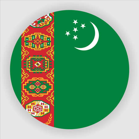 Turkmenistan Flat Rounded National Country Flag Vectorのイラスト素材