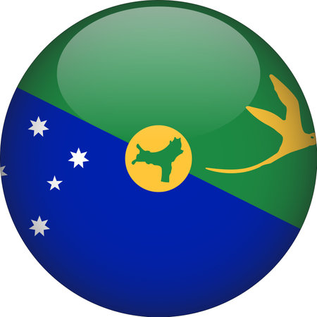 Christmas Island 3D Rounded Flag Button Icon Vectorのイラスト素材