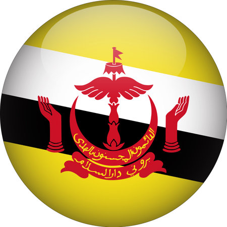 Brunei 3D Rounded Flag Button Icon Vectorのイラスト素材