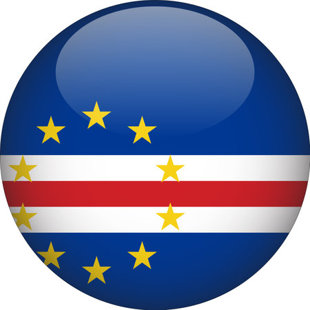 Cape Verde 3D Rounded Flag Button Icon Vectorのイラスト素材
