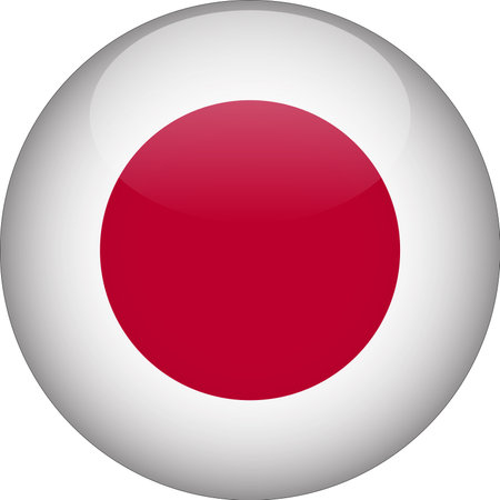 Japan 3D Rounded Flag Button Icon Vectorのイラスト素材
