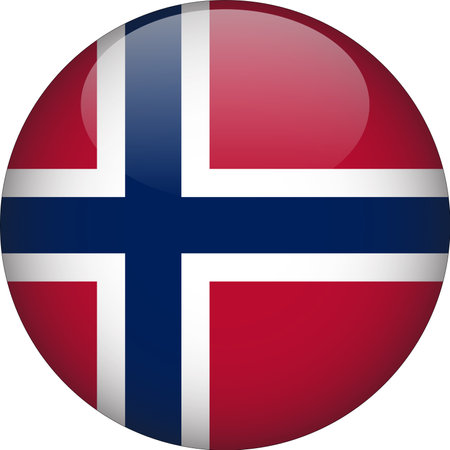 Norway3D Rounded Flag Button Icon Vectorのイラスト素材