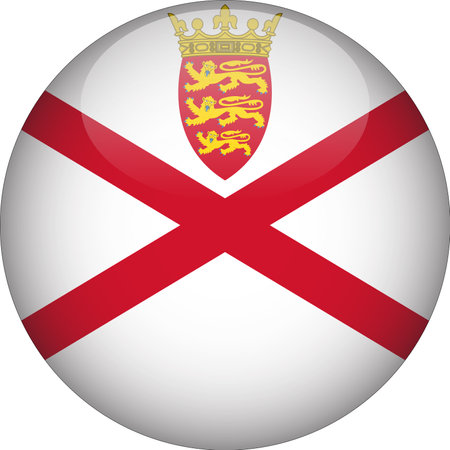 Jersey 3D Rounded Flag Button Icon Vectorのイラスト素材