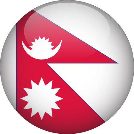Nepal 3D Rounded Flag Button Icon Vectorのイラスト素材