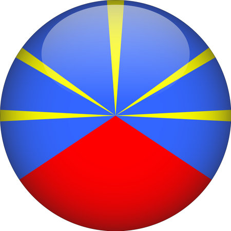 Reunion 3D Rounded Flag Button Icon Vectorのイラスト素材