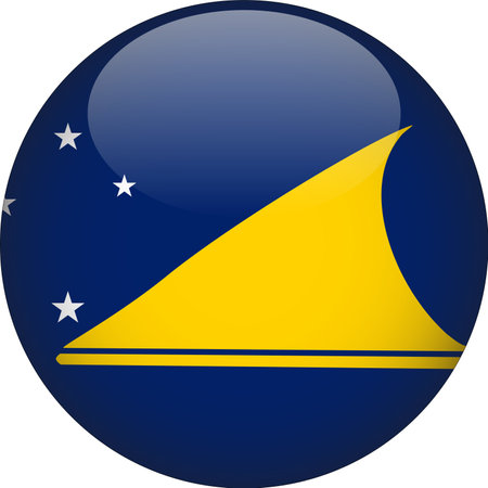 Tokelau 3D Rounded Flag Button Icon Vectorのイラスト素材