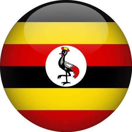 Uganda 3D Flag Button Icon Vectorのイラスト素材
