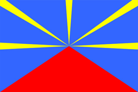 Flag of Reunion. Red, blue and yellow colors. Vector illustrationのイラスト素材