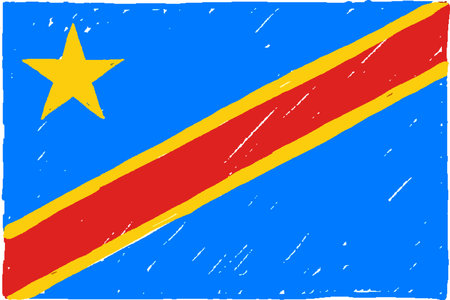 Flag of Democratic Republic of the Congo with grunge texture. Vector illustration.のイラスト素材