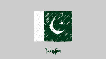Pakistan flag in grunge style. Vector illustration for your design.のイラスト素材