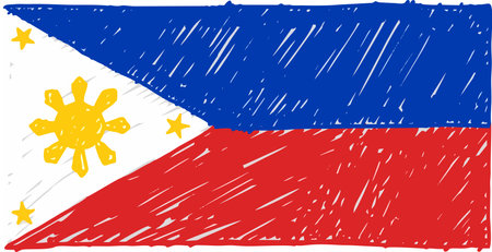 Philippines Flag with Brush Stroke. Vector Illustration. EPS10のイラスト素材