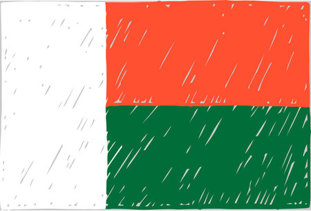 Flag of Madagascar with grunge texture. Vector illustration. Grunge effect can be cleaned easily.のイラスト素材