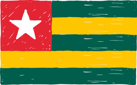 Flag of Togo with Rounded Brush Stroke Vector Illustrationのイラスト素材