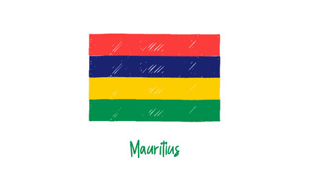 Mauritius flag in grunge style. Vector illustration.のイラスト素材