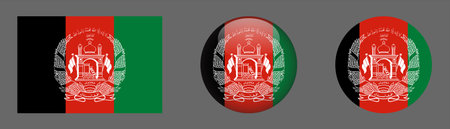 Afghanistan flag icons set. Vector illustration eps 10.のイラスト素材
