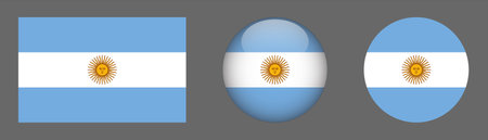 Argentina flag icons set in flat style. Vector illustration.のイラスト素材