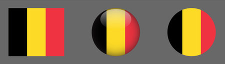 Belgium flag icons set on gray background. Vector illustration.のイラスト素材