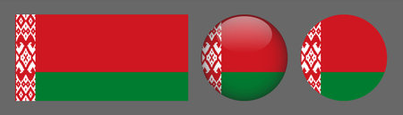 Belarus, Belarus flag button set. Round glossy icon. Vector illustrationのイラスト素材
