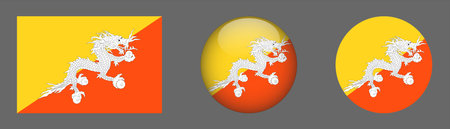 Bhutan flag button set. Vector illustration of Bhutan flag.のイラスト素材