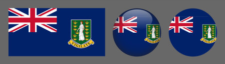 British Virgin Islands flag button set. Vector illustration of British Virgin Islands flag.のイラスト素材