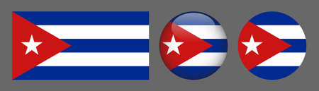 Cuba flag button set. Vector illustration of Cuba flag button.のイラスト素材