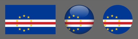 Cape Verde - Round glossy flags set. Vector illustration.のイラスト素材