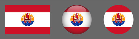 French Polynesia flag icons set. Round glossy button, vector illustration.のイラスト素材
