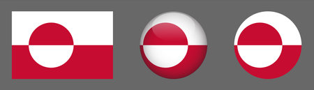Greenland flag icons set on gray background. Vector illustration for designのイラスト素材